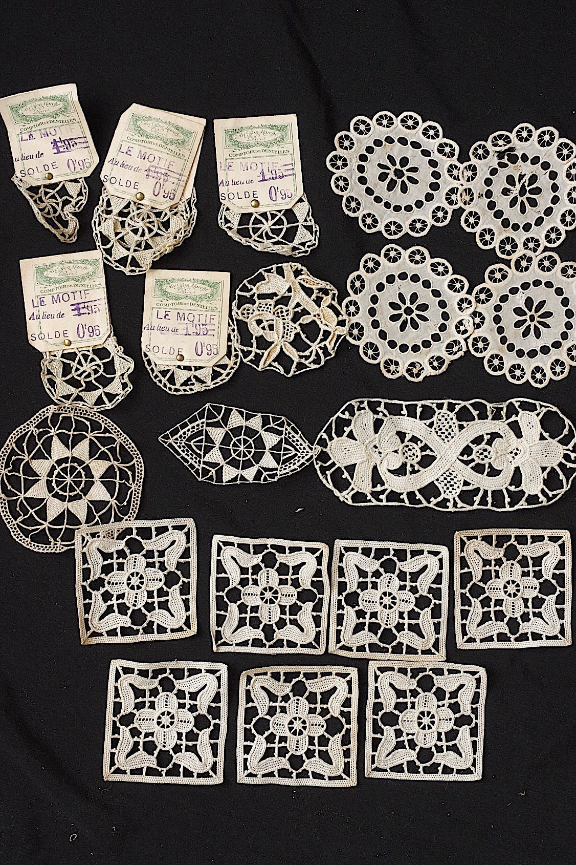 アンティークレースモチーフlots1/dentelle ancienne/antique lace .FR a l'epoque