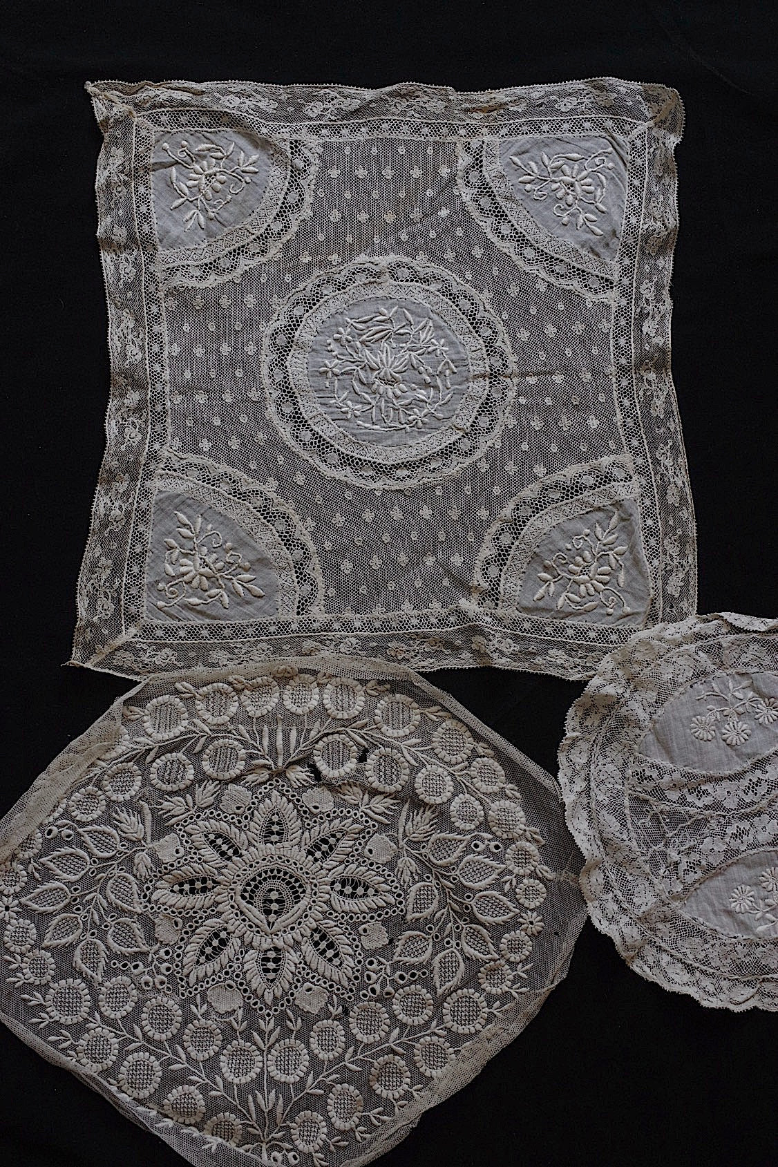 アンティークレース刺繍３種/dentelle ancienne/antique lace .FR a l'epoque