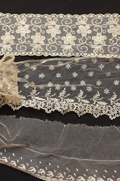 アンティークレース３種/dentelle ancienne/antique lace .FR a l'epoque