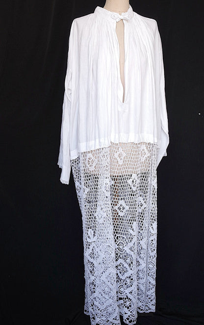 アンティーク教会チュニック1/aube antique/church tunic .FR a l'epoque