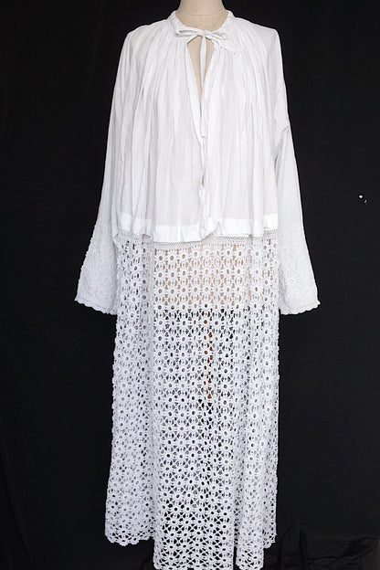 アンティーク教会チュニック7/aube antique/church tunic .FR a l'epoque