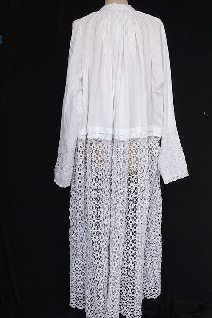 アンティーク教会チュニック7/aube antique/church tunic .FR a l'epoque