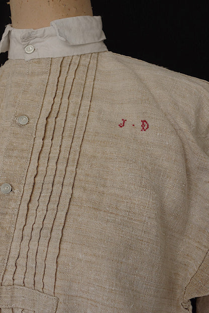 アンティークグランパシャツ3/vêtement ancien/antique chanvre shirt mem's .FR a l'epoque