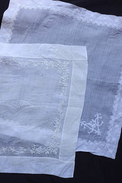 アンティーク刺繍ハンカチ1/dentelle ancienne /antique .FR a l'epoque