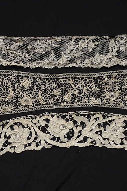 Antique lace, dentelle antique lace, 3 types including Italian lace