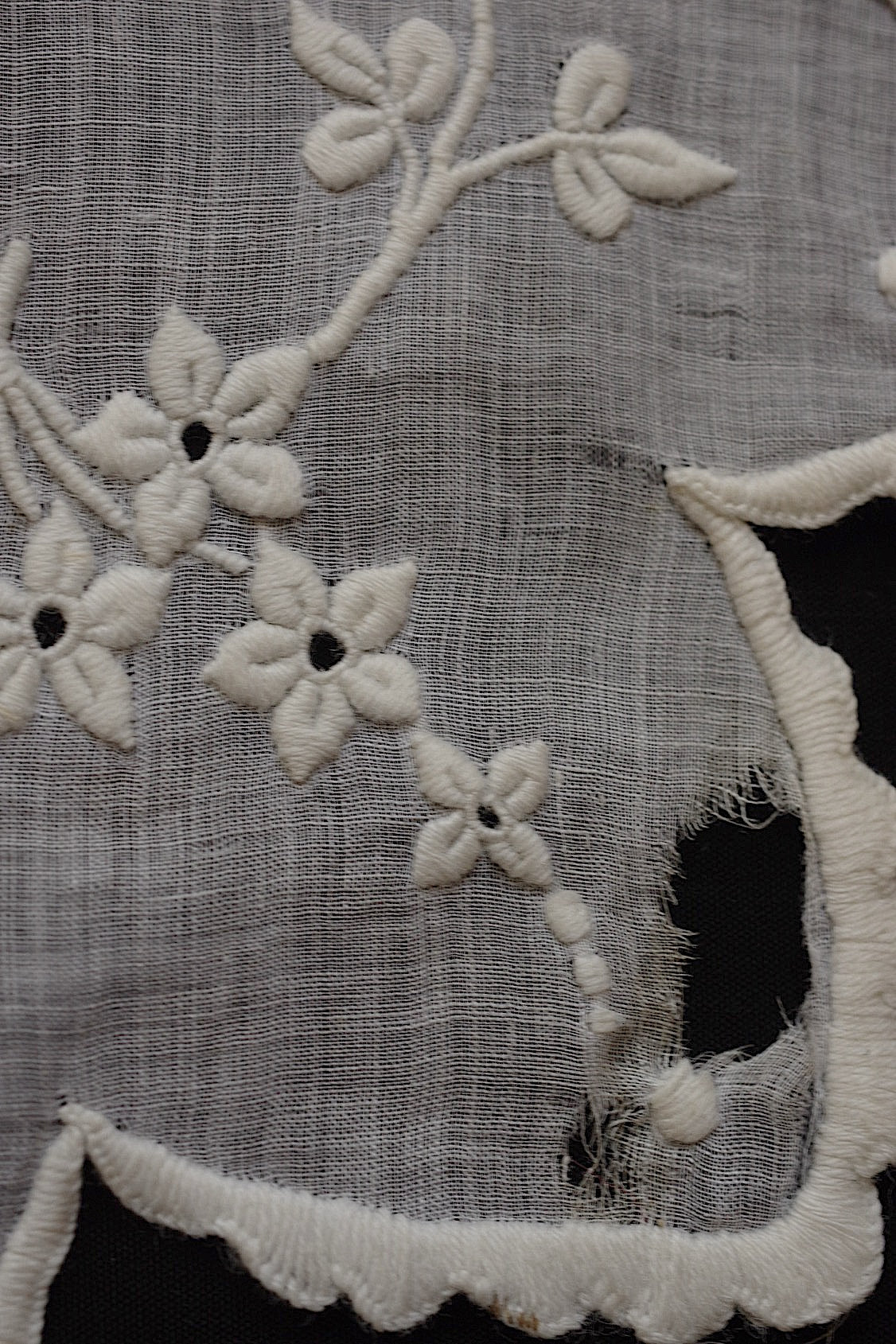 アンティークレース　dentelle ancienne 刺繍ハンカチ　素材、観賞用