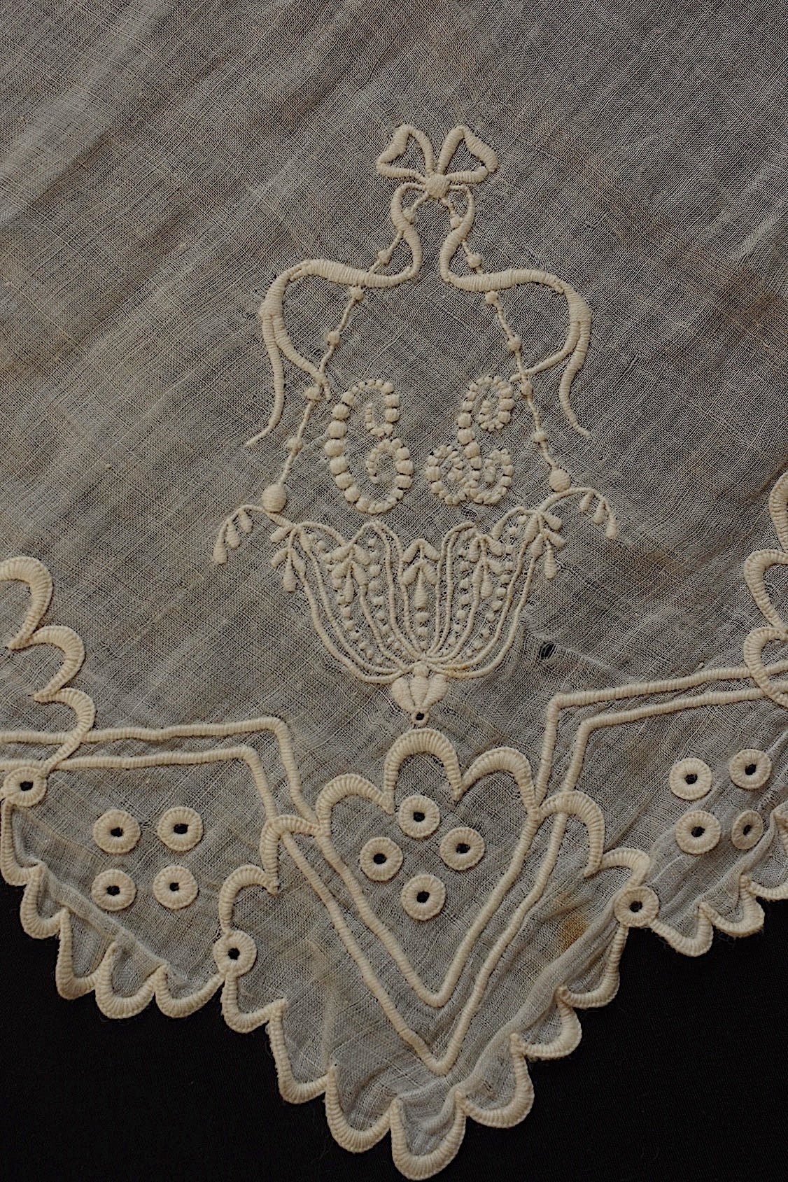 アンティークレース　dentelle ancienne 刺繍ハンカチ　素材、観賞用