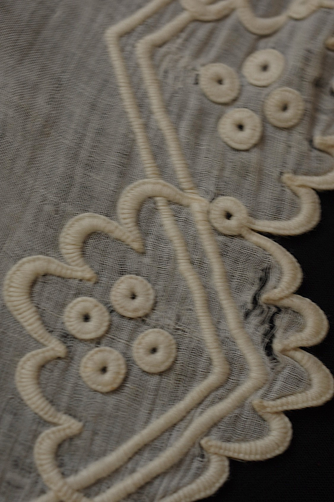 アンティークレース　dentelle ancienne 刺繍ハンカチ　素材、観賞用