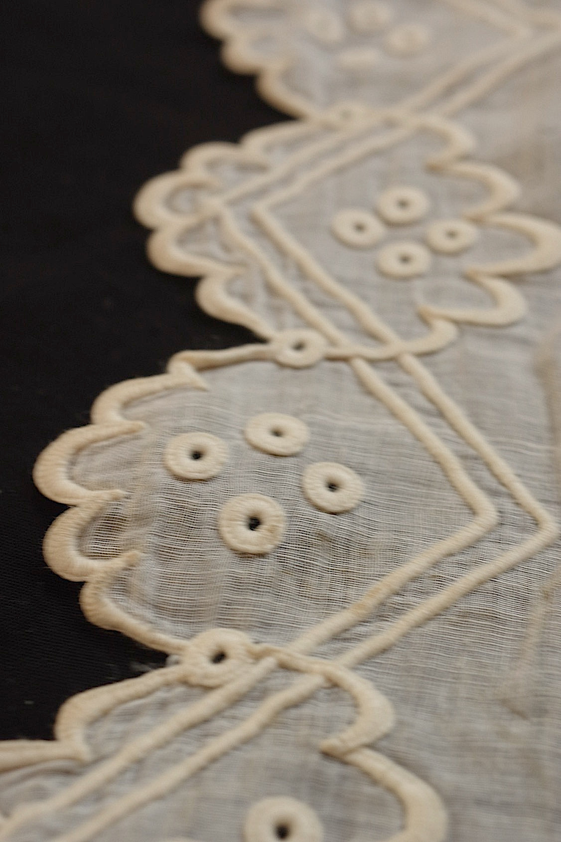 アンティークレース　dentelle ancienne 刺繍ハンカチ　素材、観賞用