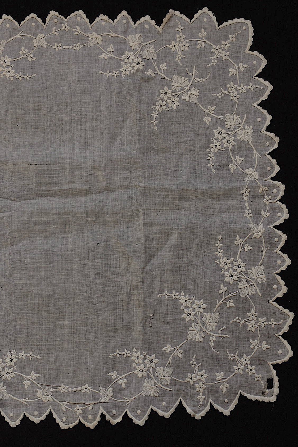 アンティークレース　dentelle ancienne 刺繍ハンカチ　素材、観賞用