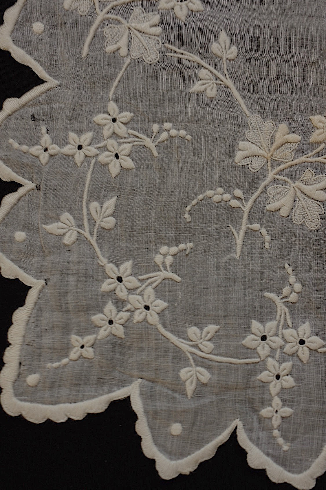 アンティークレース　dentelle ancienne 刺繍ハンカチ　素材、観賞用