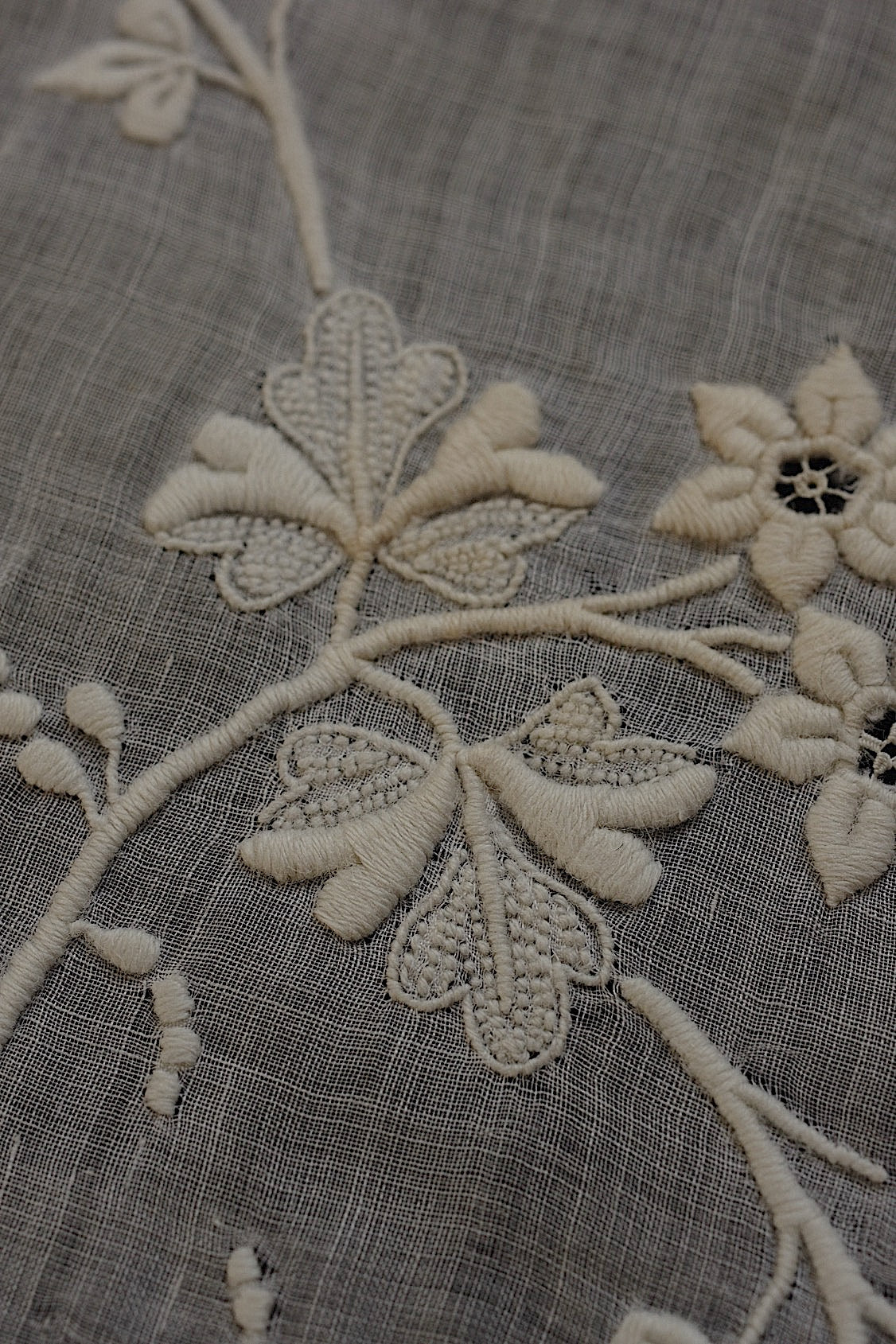 アンティークレース　dentelle ancienne 刺繍ハンカチ　素材、観賞用