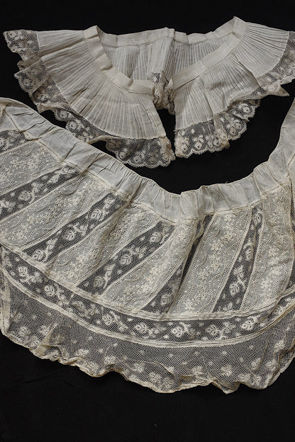 アンティークレース　dentelle ancienne　プリーツ　刺繍