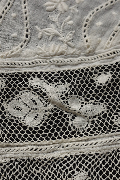 アンティークレース　dentelle ancienne　プリーツ　刺繍