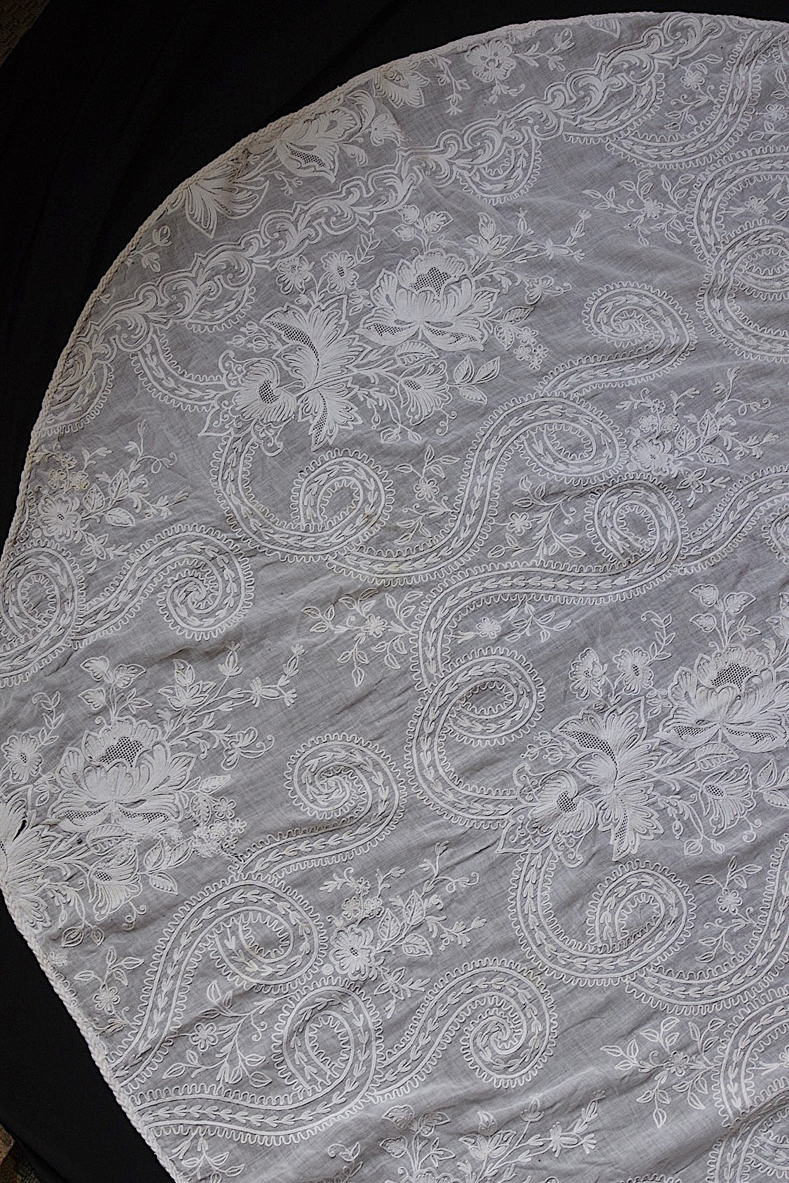 アンティークレース　linge de maison antique nappe 刺繍クロス