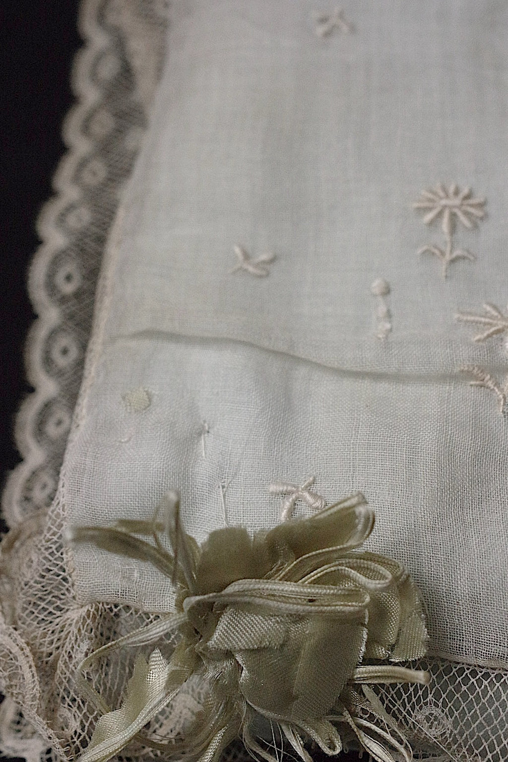 アンティークレース　dentelle ancienne　クッション　レースハギレ