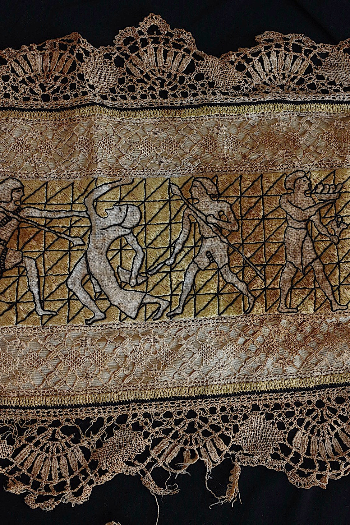 Tissu ancien à nappe antique