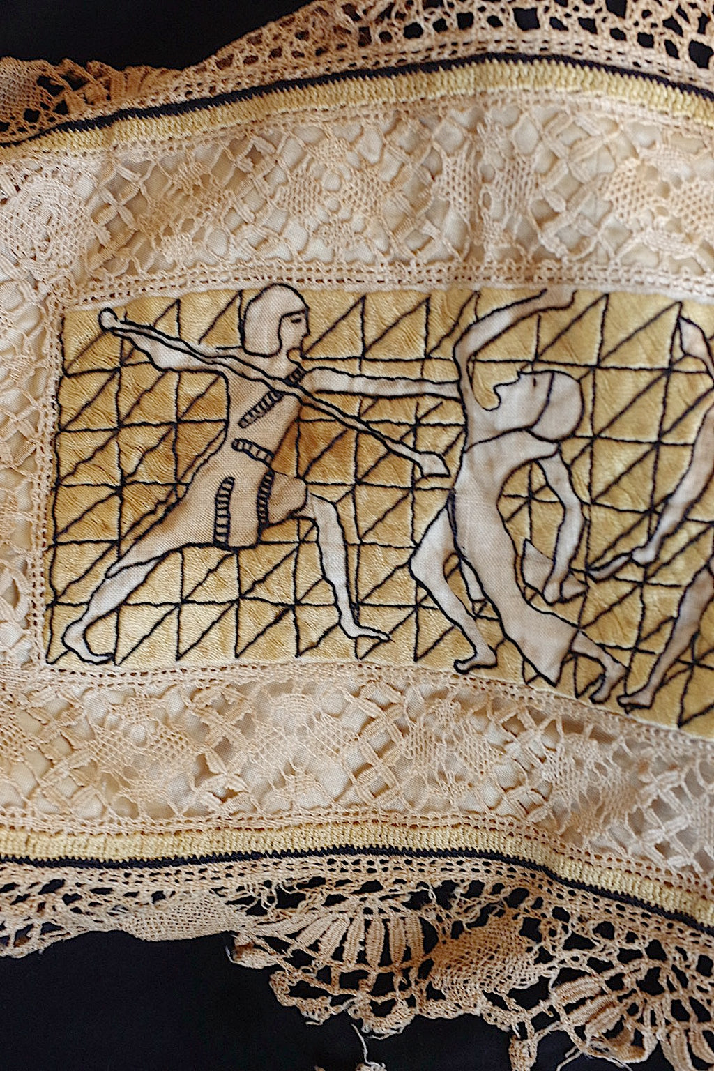 Tissu ancien à nappe antique