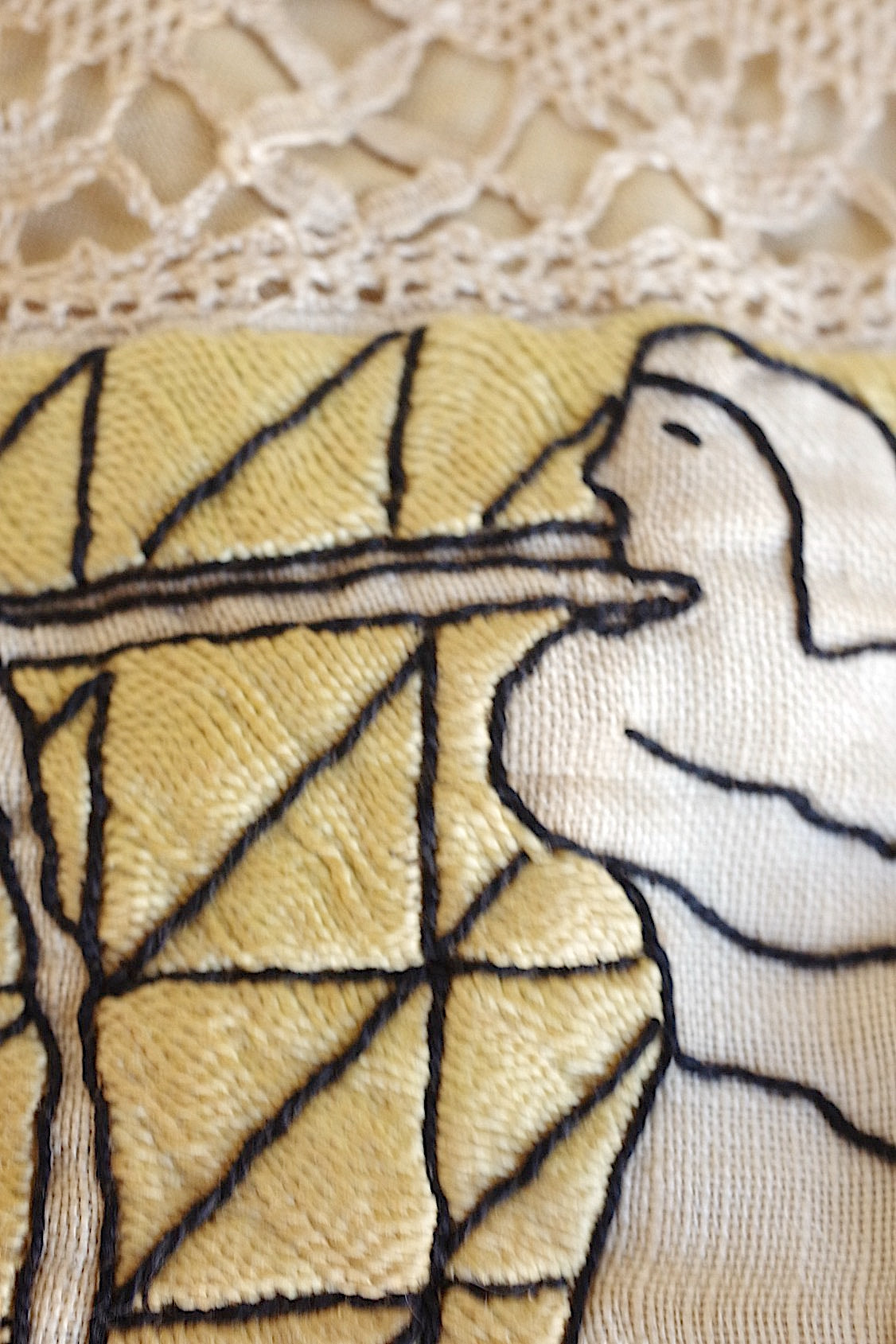 Tissu ancien à nappe antique