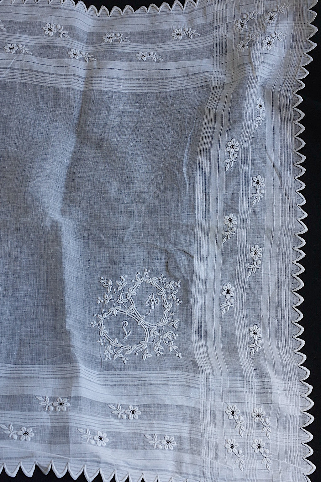 アンティークレース　mouchoir ancien 刺繍ハンカチ1