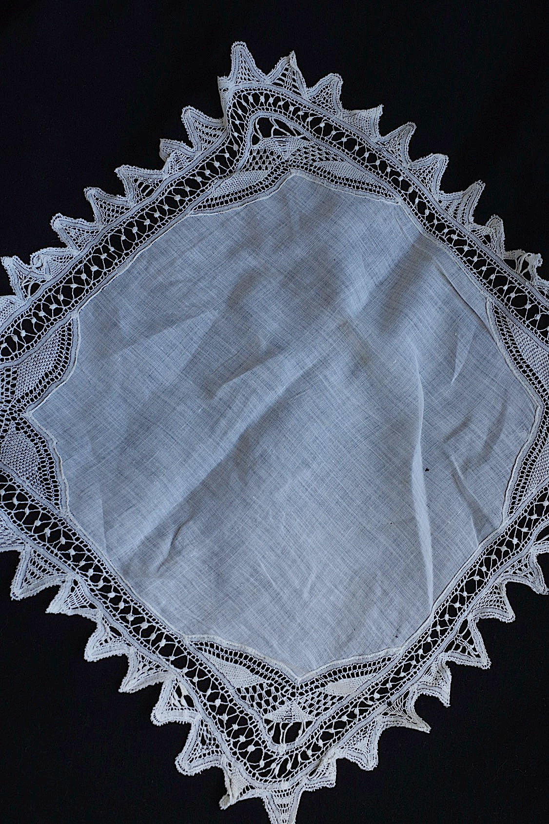Antique lace mouchoir ancien embroidered handkerchief 6 lot