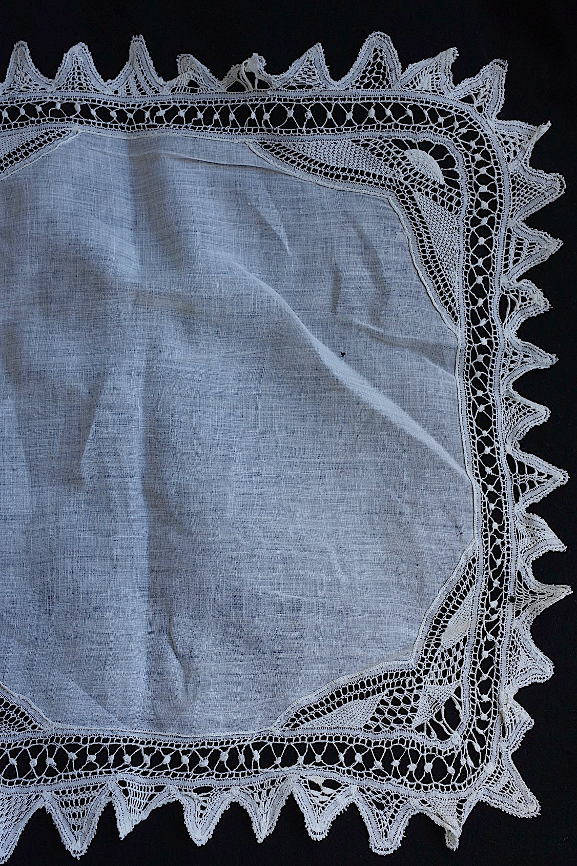 Antique lace mouchoir ancien embroidered handkerchief 6 lot