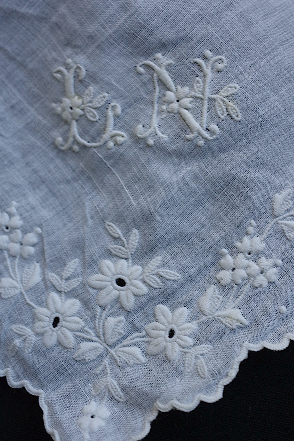 Antique lace mouchoir ancien embroidered handkerchief 6 lot