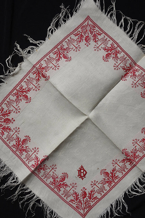 アンティークナプキン　linge de maison ancien　アザミ