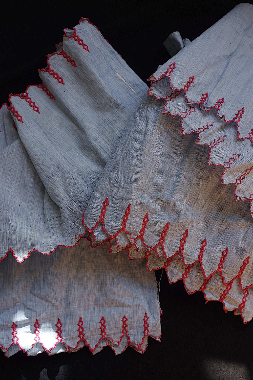 アンティークレース dentelle ancienne　赤刺繍lot