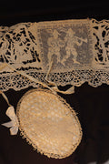 アンティークレース dentelle ancienne　刺繍ハギレ　ポシェット