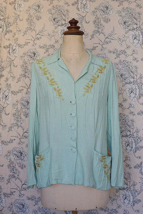 ヴィンテージブラウス vêtement vintage ミントグリーン