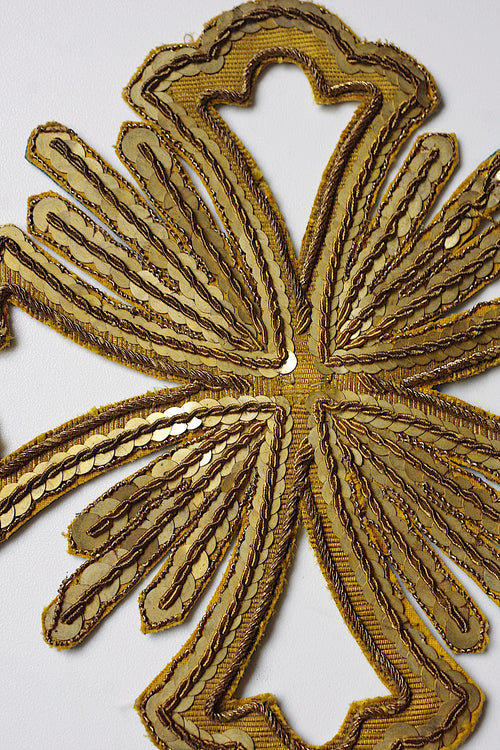 アンティークレース dentelle ancienne メタル糸刺繍 モチーフ2つ 2