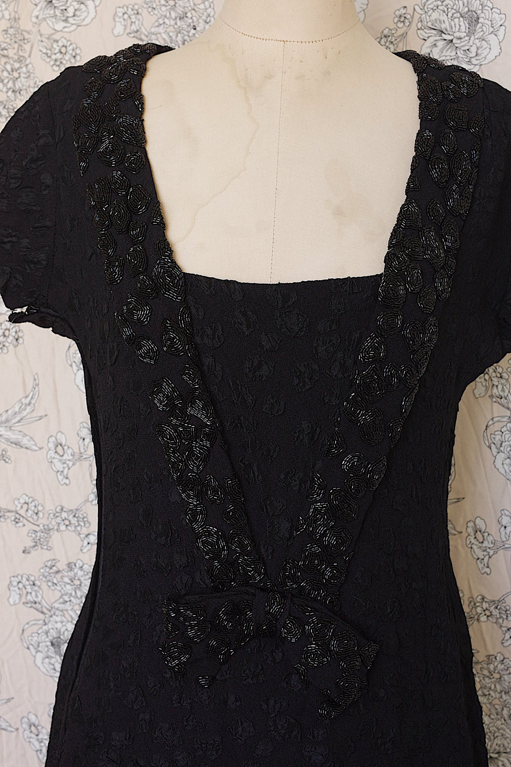 アンティークワンピース vêtement antique 黒ビーズ 4