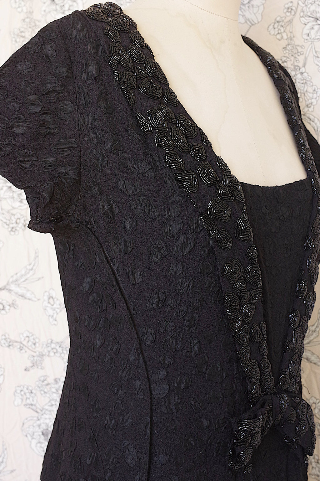 アンティークワンピース vêtement antique 黒ビーズ 5
