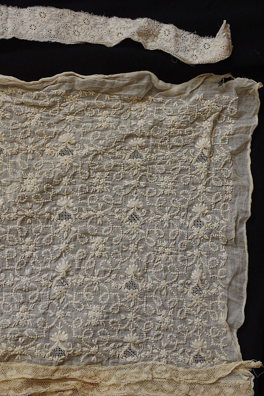 アンティークレース dentelle ancienne 刺繍ハギレ 3