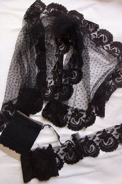 アンティークレース 黒レース　lots1 ブロンド
