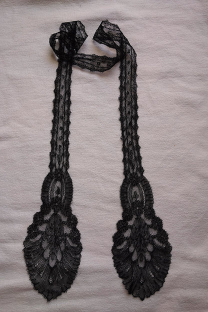 アンティークレース 黒レース　lots2 シャンティイ