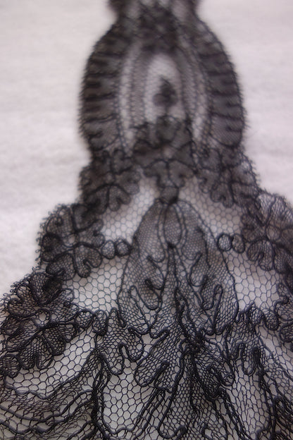 アンティークレース 黒レース　lots2 シャンティイ