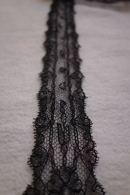 アンティークレース 黒レース　lots2 シャンティイ