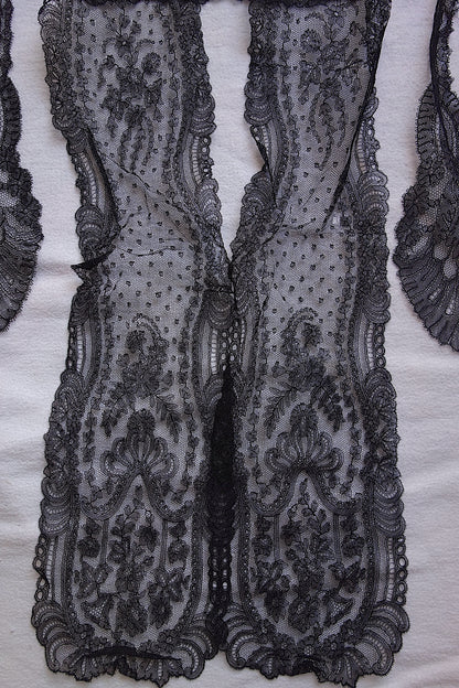 アンティークレース 黒レース　lots2 シャンティイ