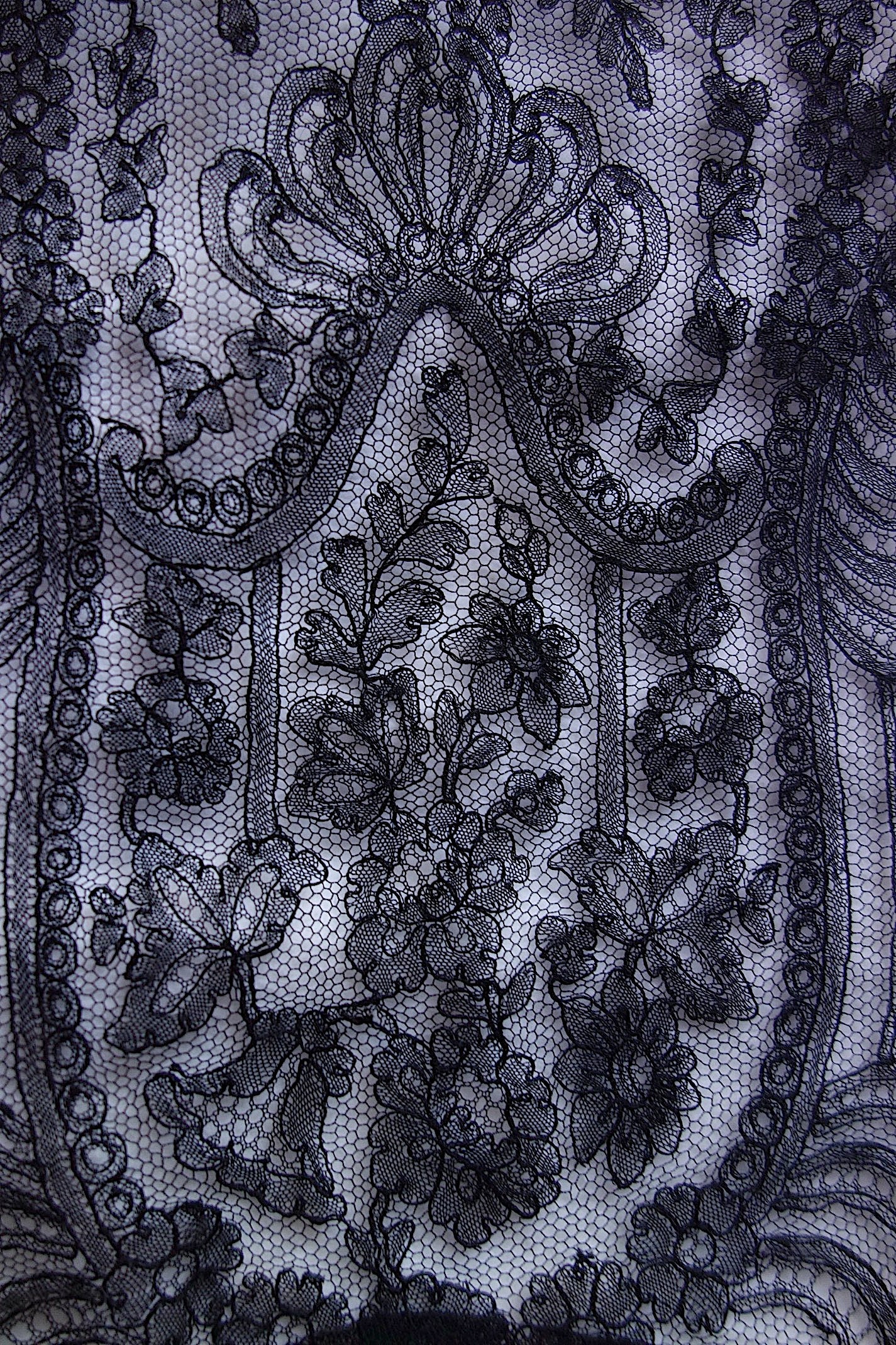 アンティークレース 黒レース　lots2 シャンティイ