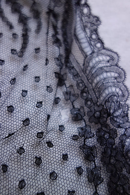 アンティークレース 黒レース　lots2 シャンティイ