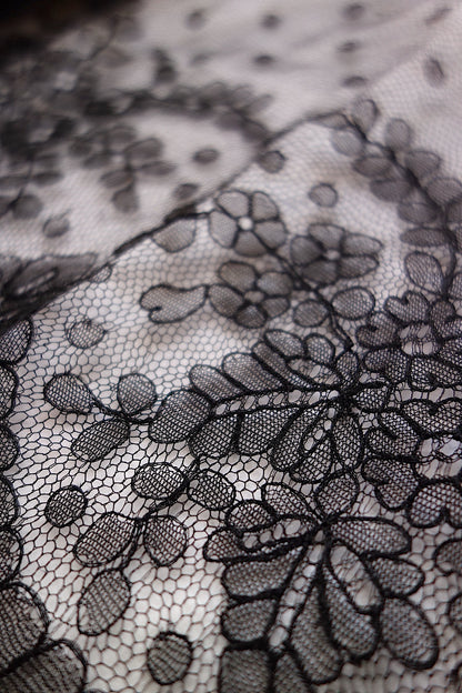 アンティークレース 黒レース　lots4 シャンティイ