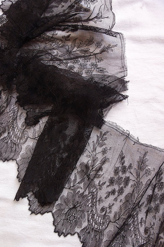 アンティークレース 黒レース　lots5 シャンティイ