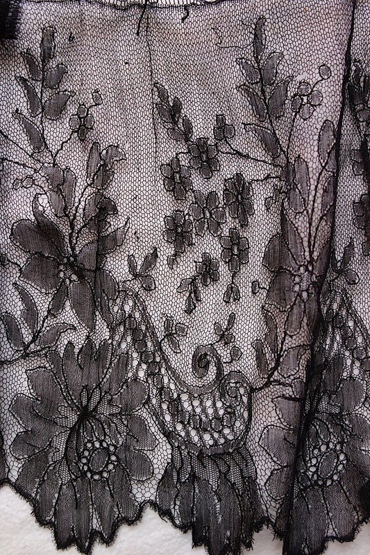 アンティークレース 黒レース　lots5 シャンティイ