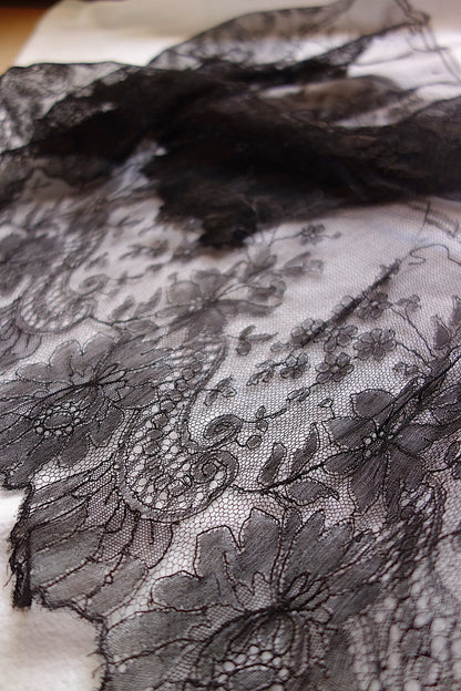 アンティークレース 黒レース　lots5 シャンティイ