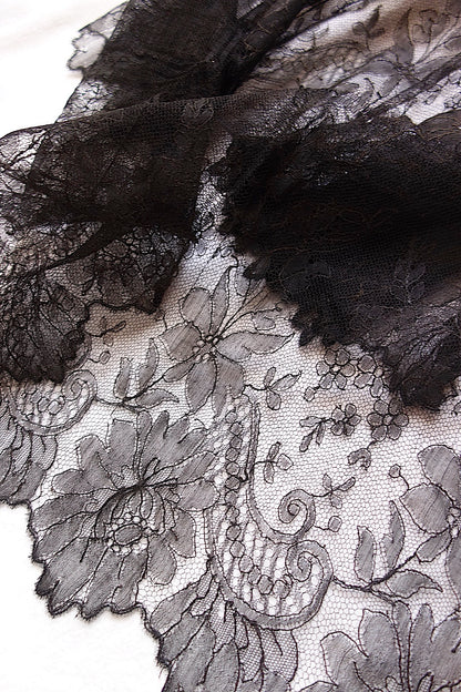 アンティークレース 黒レース　lots5 シャンティイ
