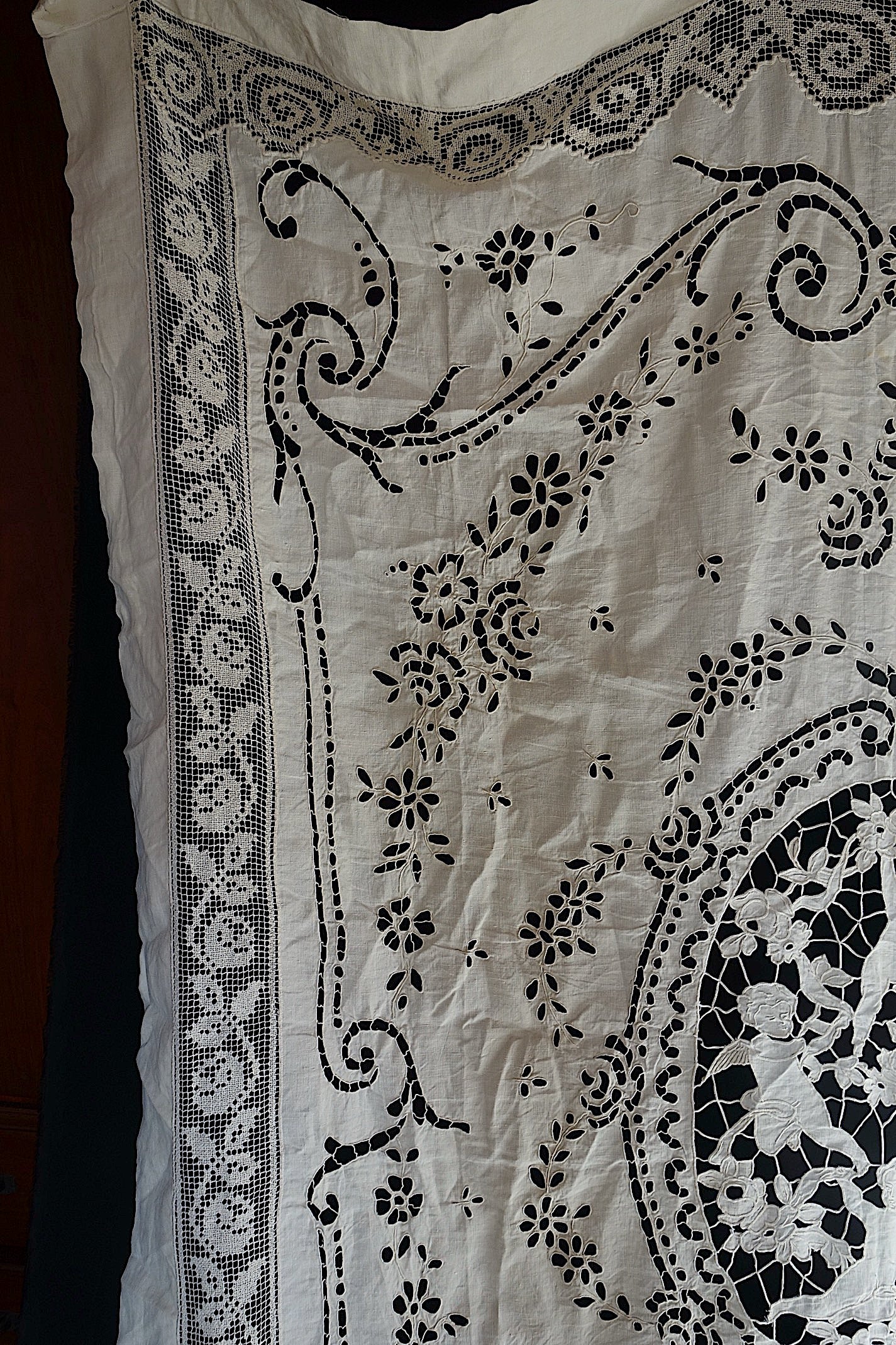 アンティーク刺繍　クロス　カーテン