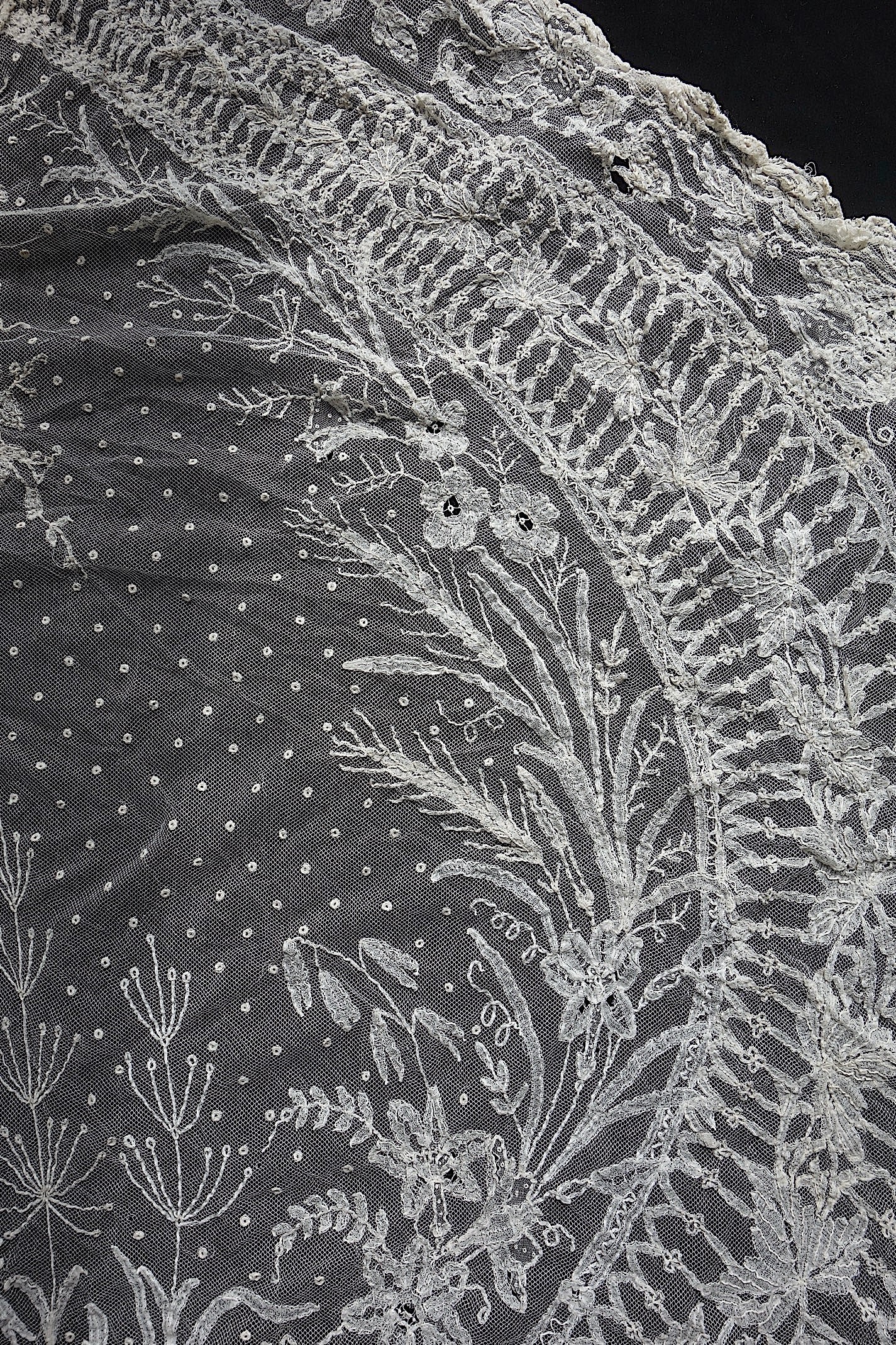 アンティークレース　アプリカッションアングレテール　ショール