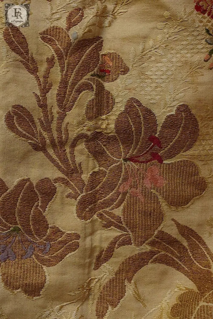 アンティーク生地　antique cloth インテリアクロス　メタル糸刺繍 .FR a l'epoque